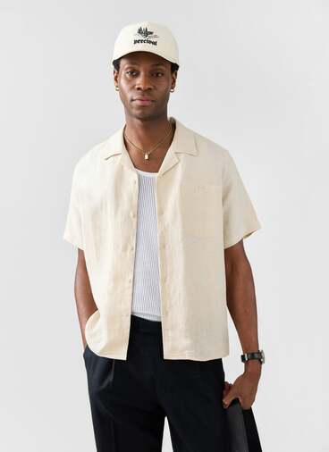 Short Sleeve Cuban Shirt | Linen | Cream