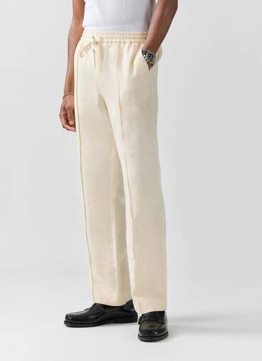 Lorena Wide Leg Trousers | Linen | Cream