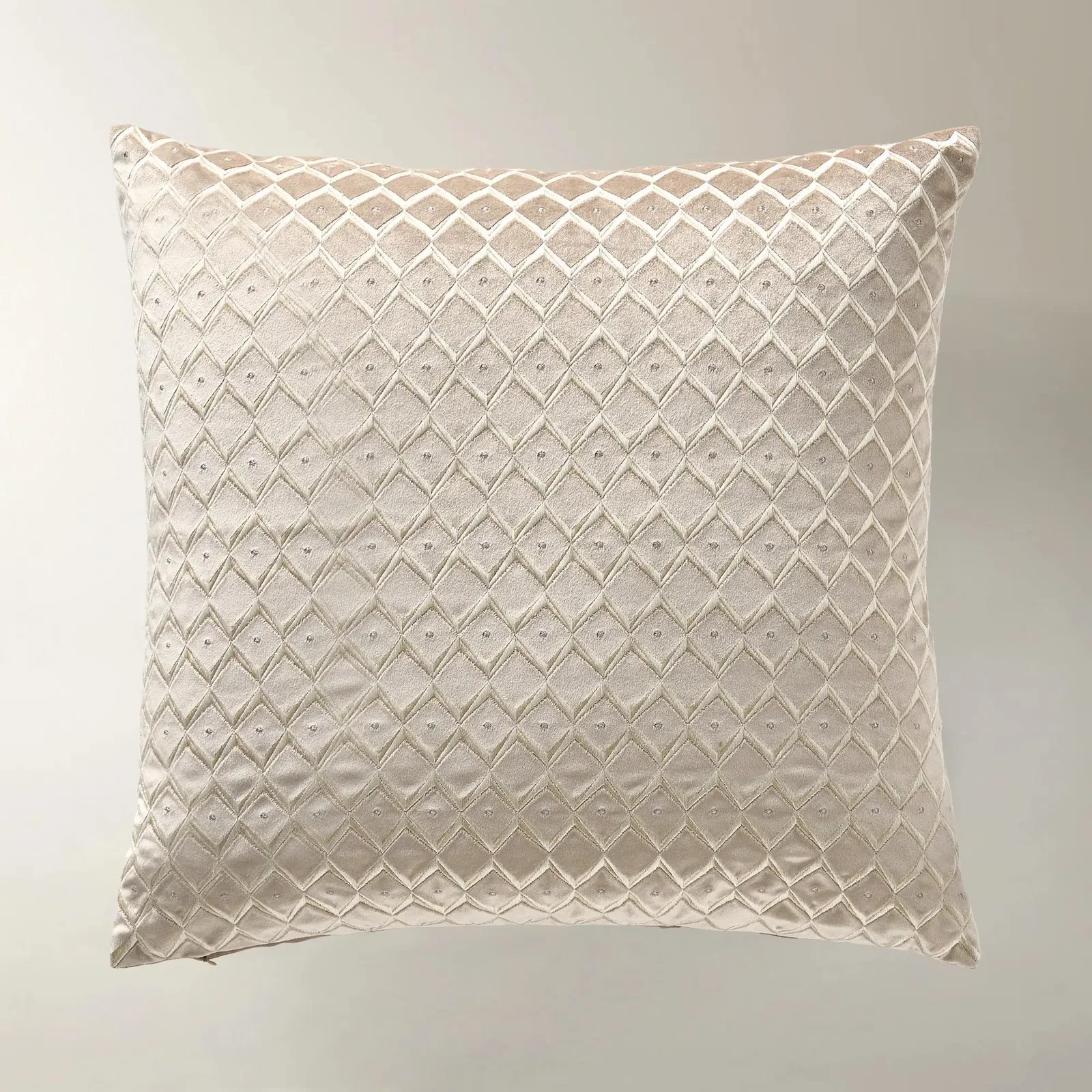 Image of Boucard Diamond Check Embroidered Pillow 22" - Taupe