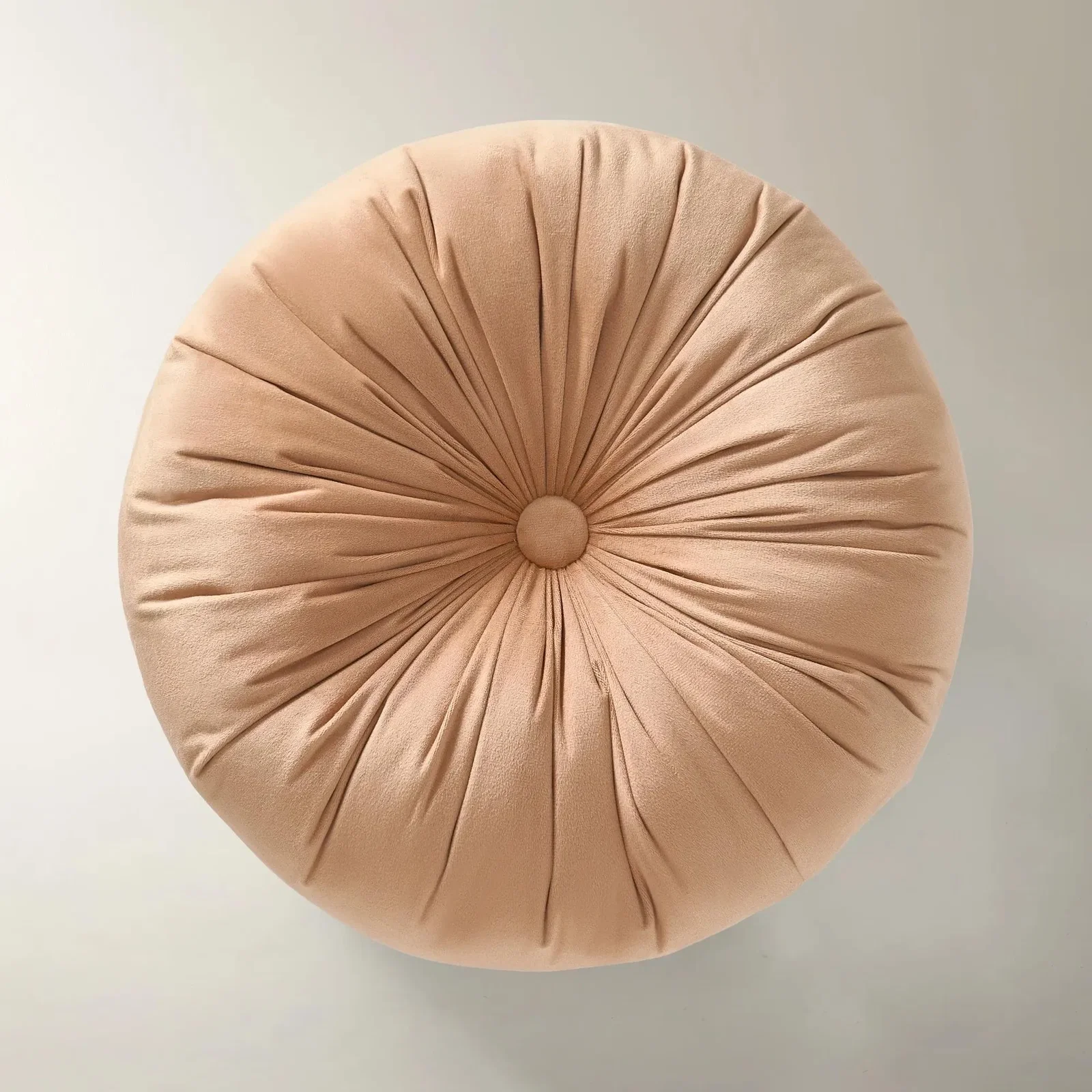 Image of Clea Tufted Round Velvet Pillow 15" - Apricot