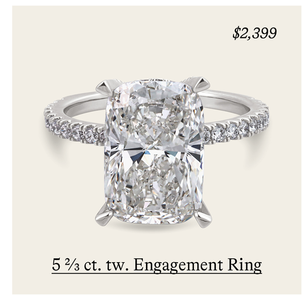 5 2/3 ct. tw. Elongated Cushion Lab Diamond Hidden Halo Engagement Ring in 14kt White Gold