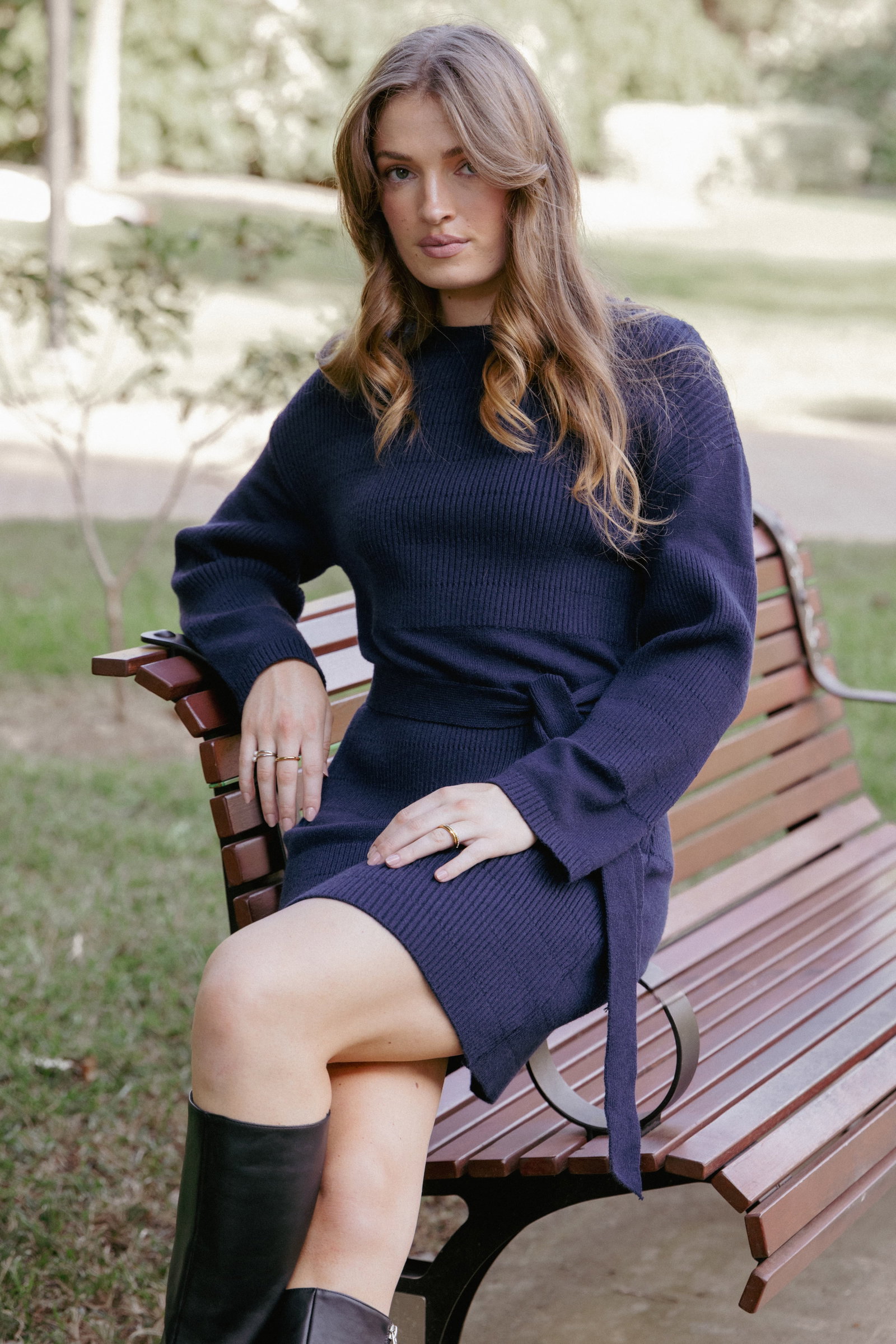 Image of Lucca Mini Sweater Dress - Navy