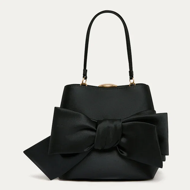SATIN BAGS - BLACK SATIN BOW RUBY