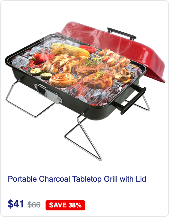 Portable Charcoal Tabletop Grill with Lid