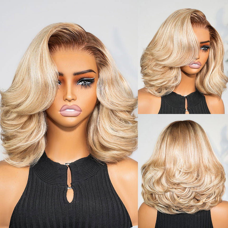 Megalook Bogo Free 13x4 Lace Front #613 Honey Blonde Straight Bob Lace Wigs