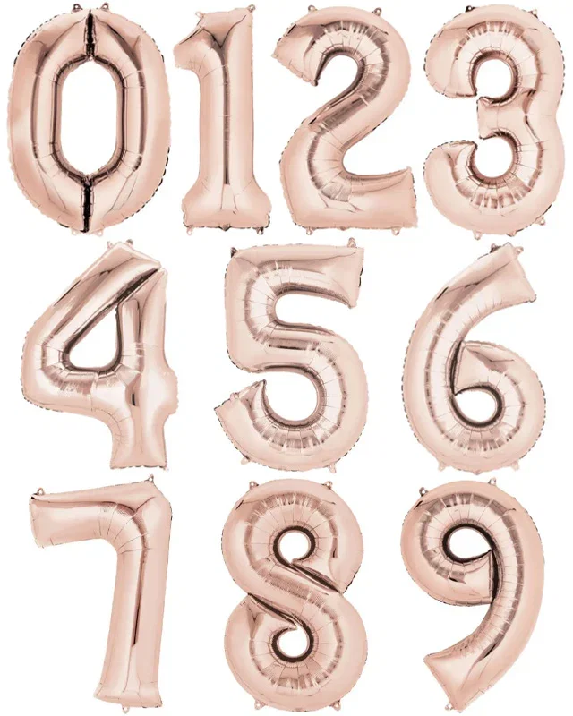Image of Rose Gold Foil Number Balloons - 34