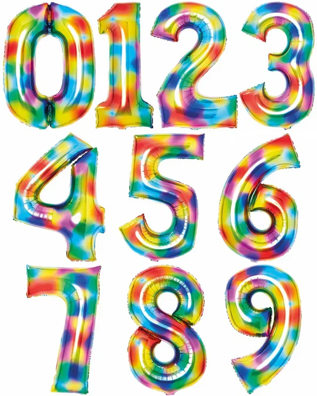 Image of Rainbow Foil Number Balloon - 34