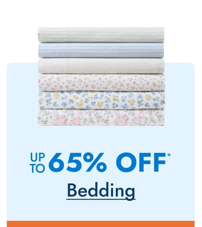 Bedding up to 65% off