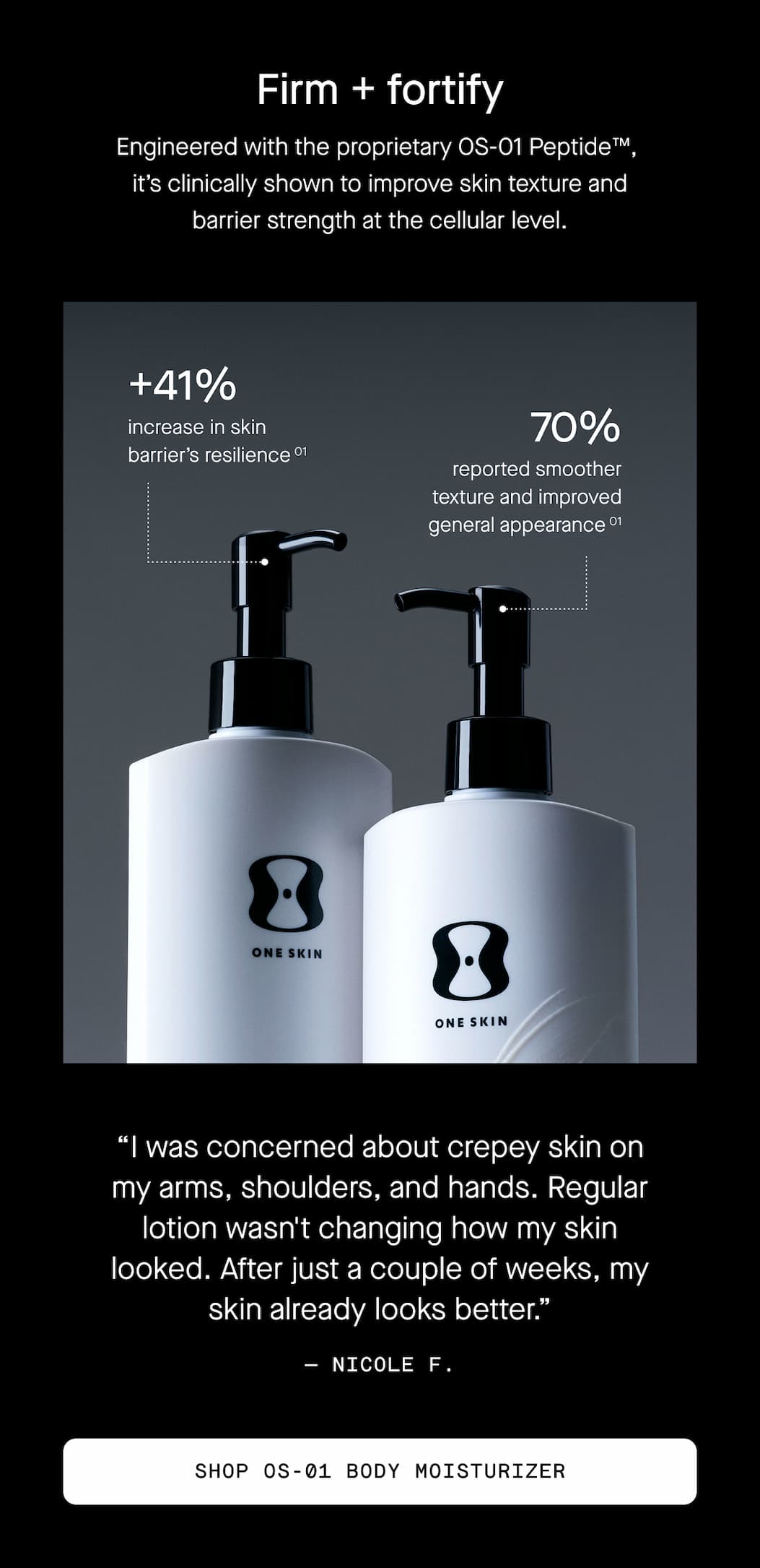 Engineered with the proprietary OS-01 Peptide™,  it’s clinically shown to improve skin texture and barrier strength at the cellular level.