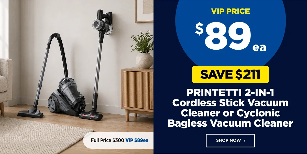 PRINTETTI 2-IN-1Cordless Stick Vacuum Cleaner or Cyclonic Bagless Vacuum Cleaner