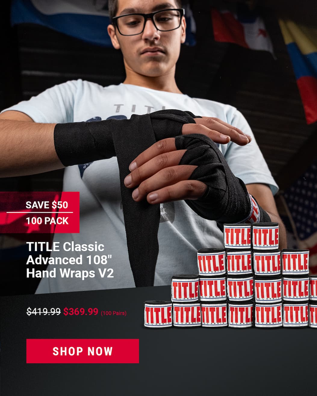 SHOP TITLE CLASSIC ADVANCED 108" HAND WRAPS V2 SAVE $50 WITH A $100 PACK