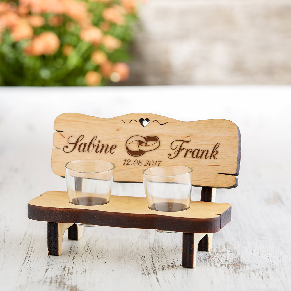 Image of Schnapsbank mit Gravur - zur Hochzeit - personalisiert