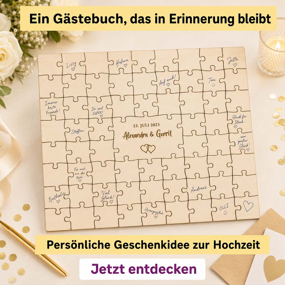 A3 Puzzle Gästebuch mit Gravur für Hochzeit