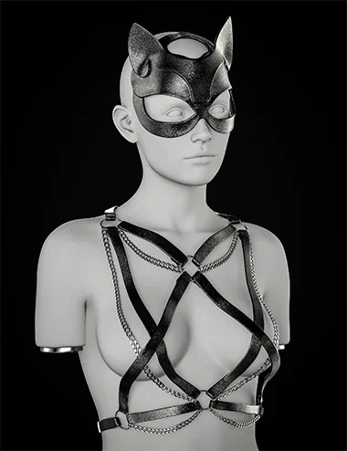 BW Cat Leather Harness For Genesis 9 and 8, 8.1 Female