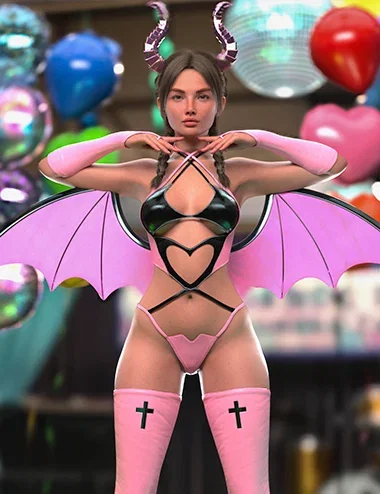 Broken Hearts Succubus Outfit for Genesis 9