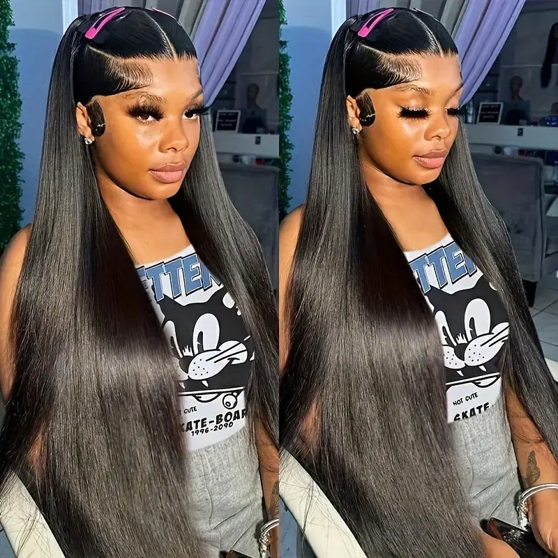 30 Inch 13x6 HD Lace Front Wig 200 Density Virgin Straight Human Hair Pre Plucked with Baby Hair Glueless Wigs