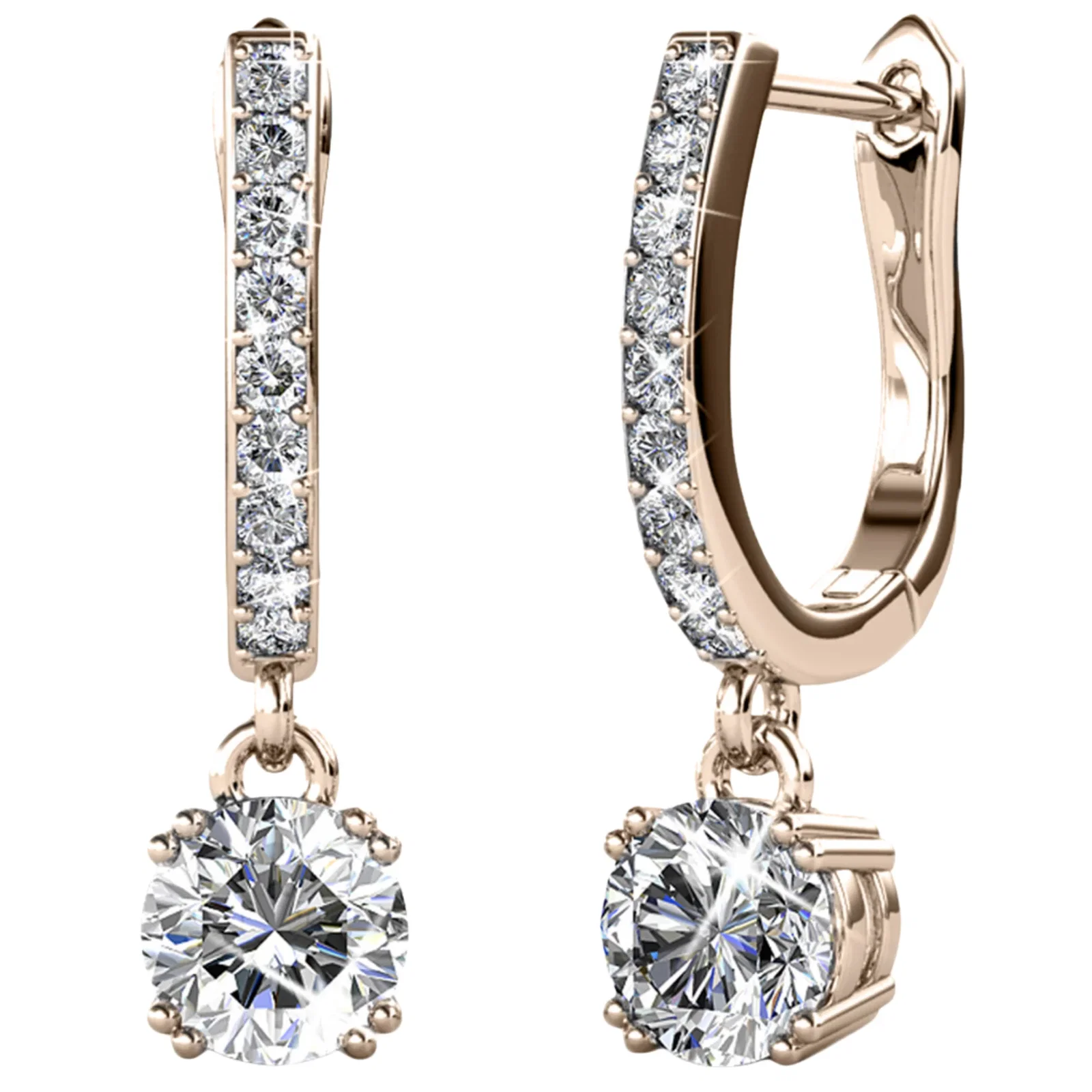 McKenzie 18k White Gold Plated Drop Dangle Earrings with Swarovski Crystals