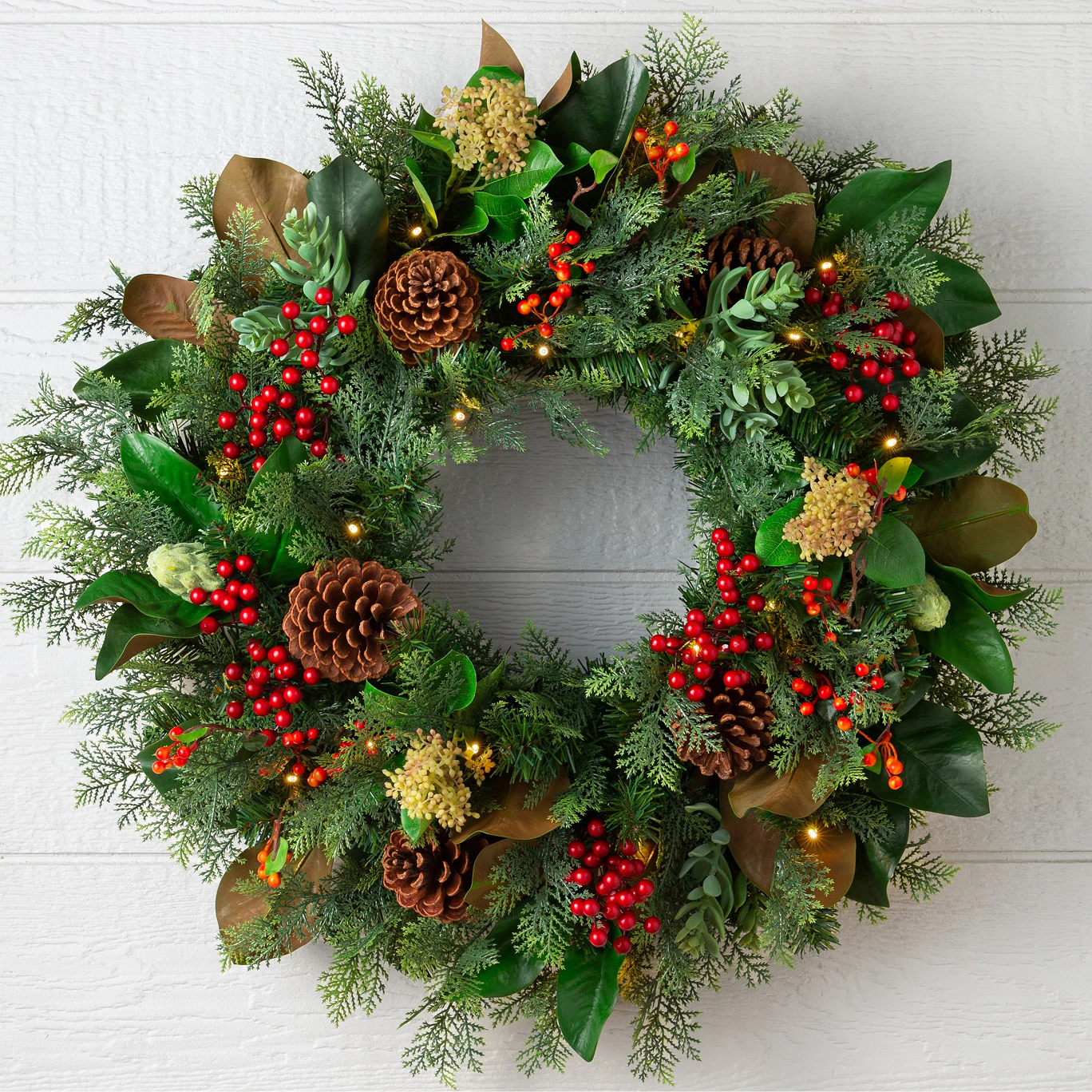 Outdoor Magnolia Ridge Artificial Christmas Wreath