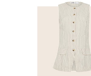 Ivory White Pinstripe Linen Waistcoat
