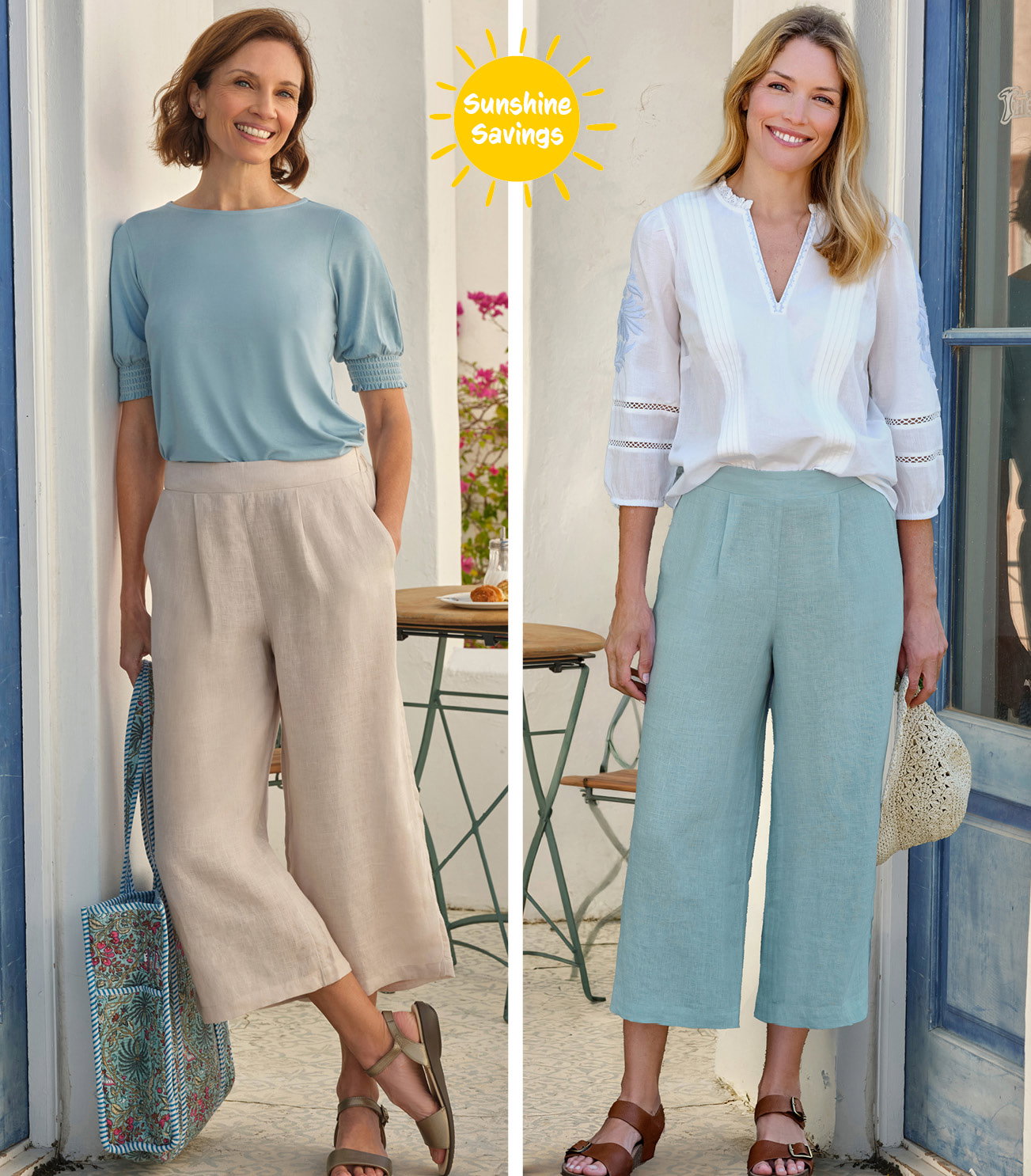 Elastic Back Linen Culottes