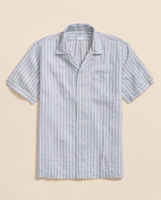 Image of Irish Linen Camp Collar, Striped