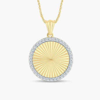 Diamond Accent Medallion Pendant in 10K Yellow Gold