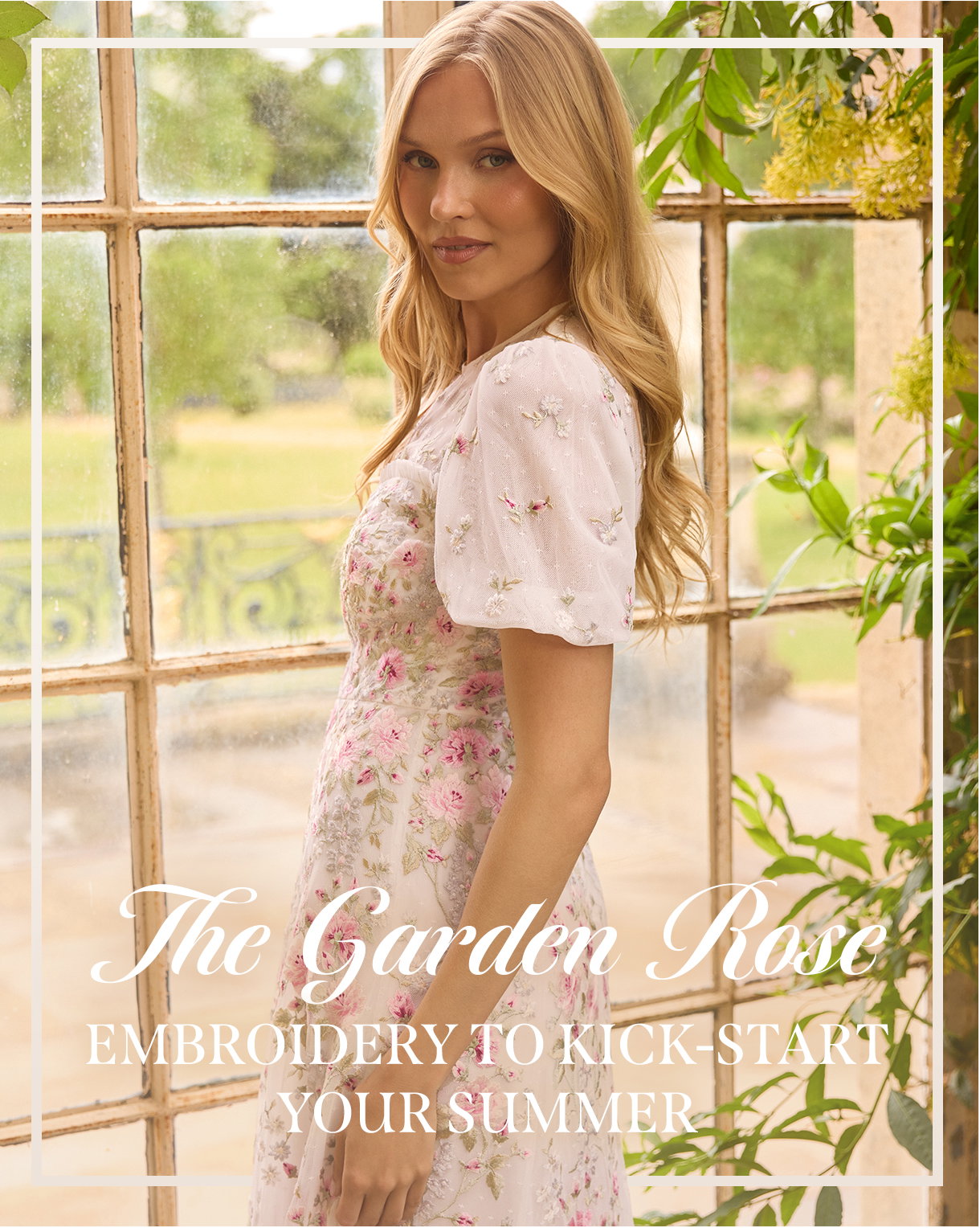 Garden Rose Short Sleeve Ankle Gown