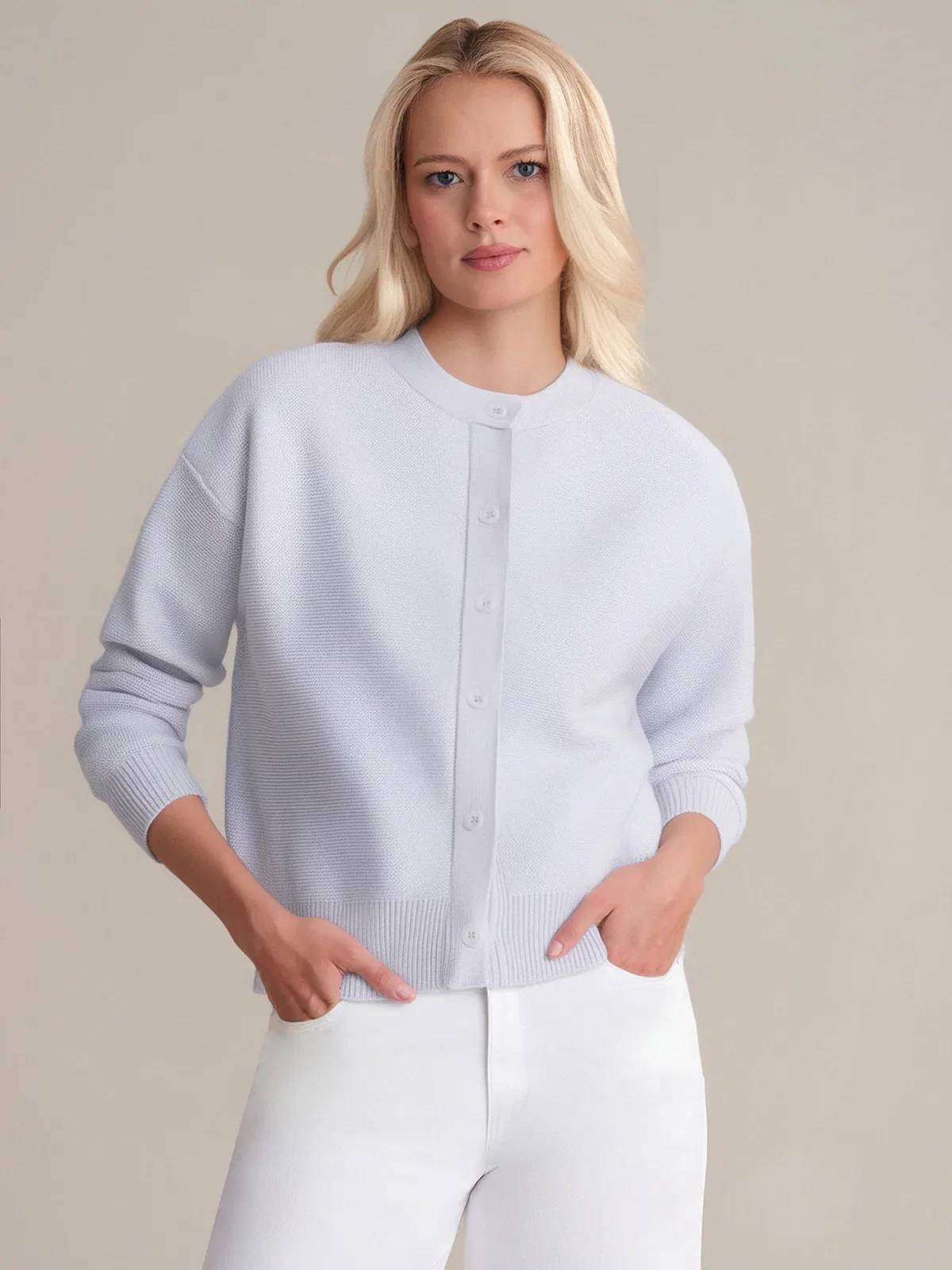 Image of Emy: Crewneck Cotton Cardigan