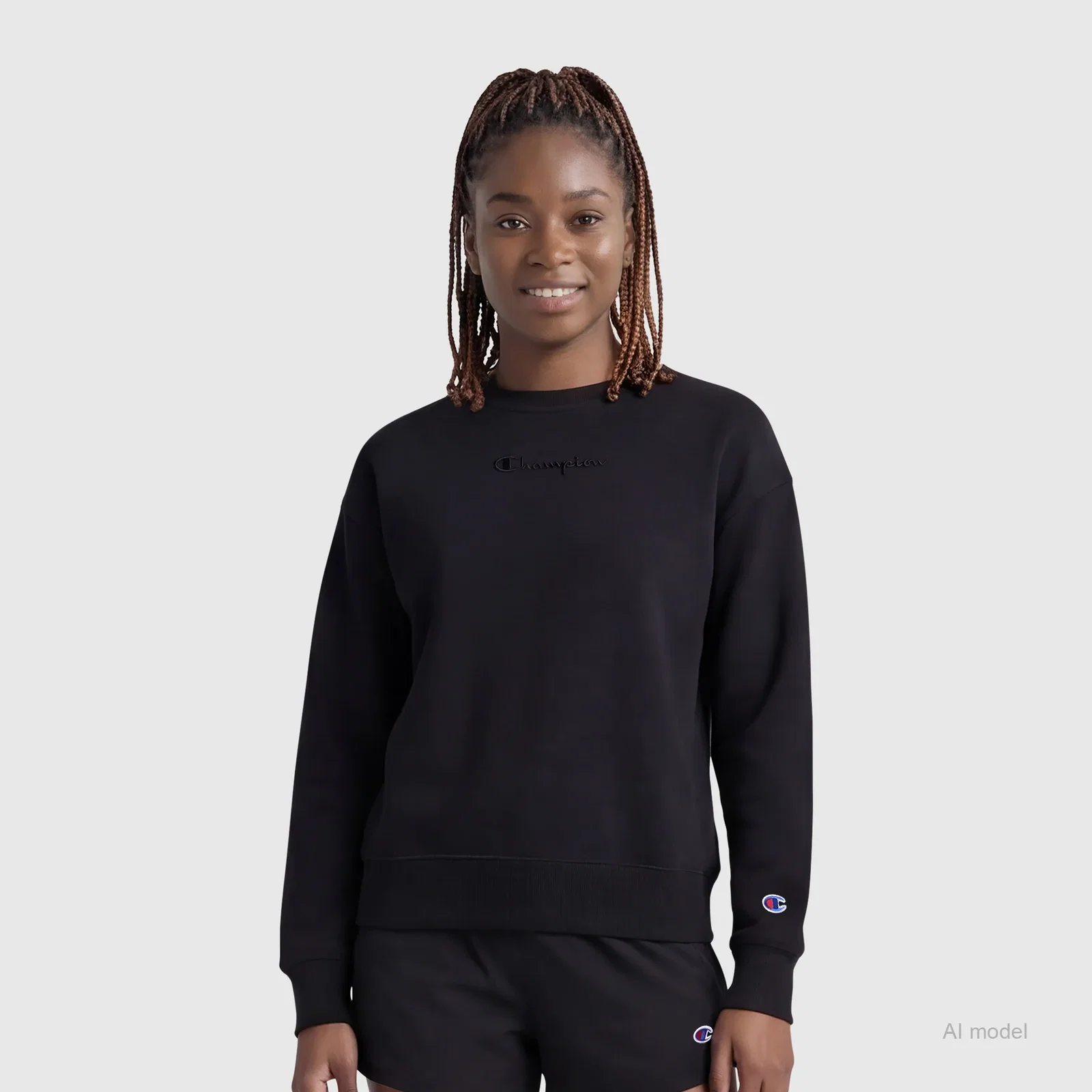 Image of Powerblend Crewneck Sweatshirt, Embroidered Script Logo