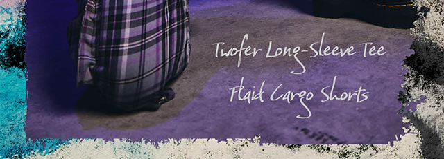 Twofer Long-Sleeve Tee and Plaid Cargo Shorts