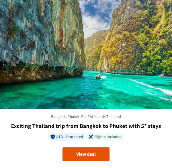 Exciting Thailand trip from Bangkok to Phuket with 5* stays