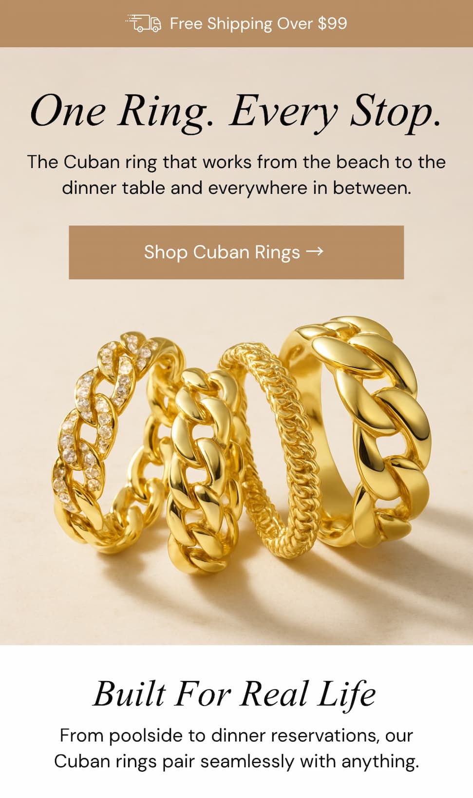 Classic Cuban Rings.  Essential for any wardrobe, they seamlessly pair with anything and everything.