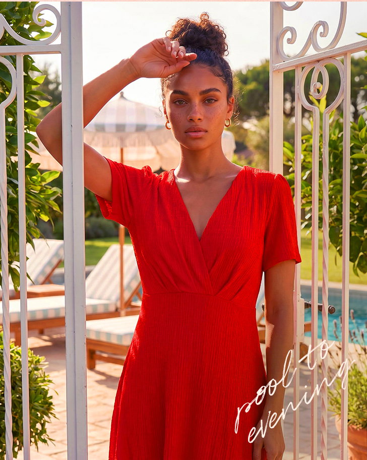 Textured Wrap Bodice Midi Dress