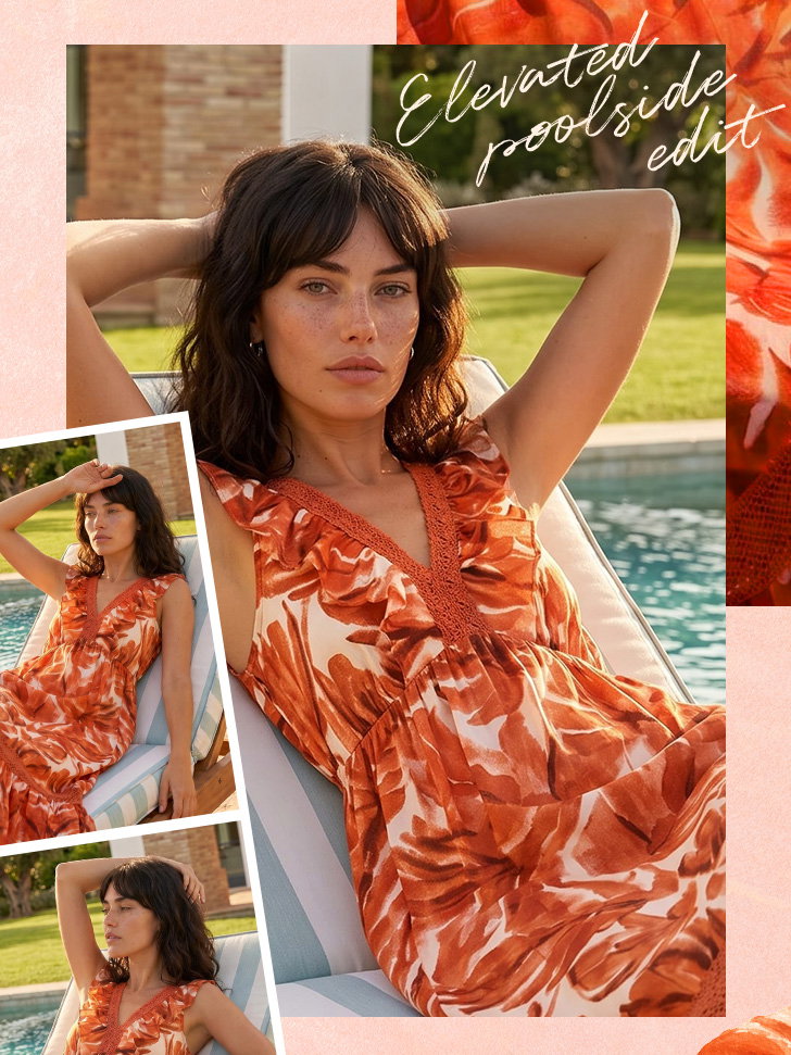 Leaf Print V-Neck Maxi Dress