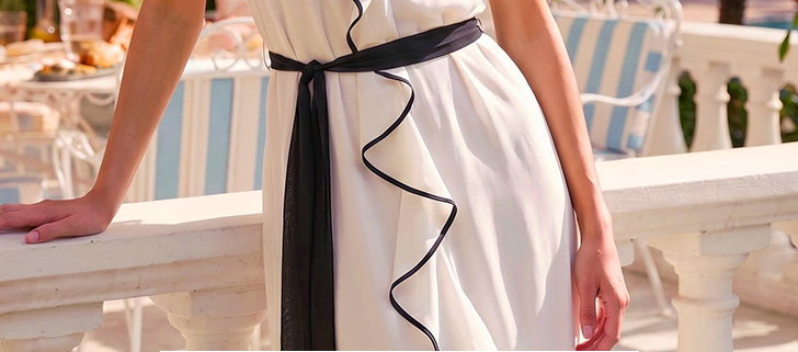 Frill Contrast Tipped Midi Dress