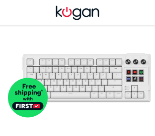 Kogan Stream Deck Integrated Mechanical Keyboard with 9 Programmable Keys & Knobs (White) Product Image