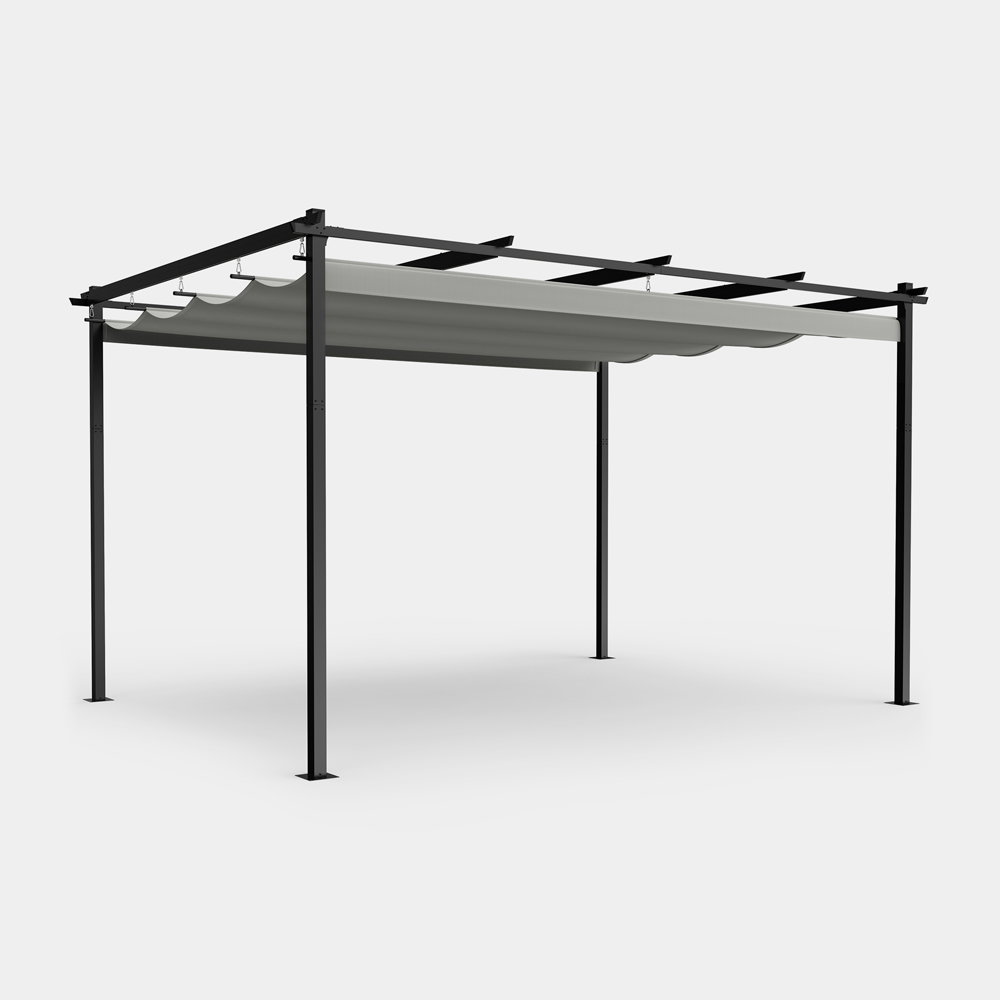 Image of Metal Pergola with Retractable Roof Canopy - 3m x 4m