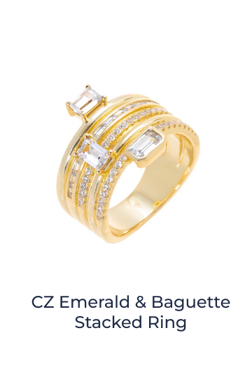CZ Emerald & Baguette Stacked Ring