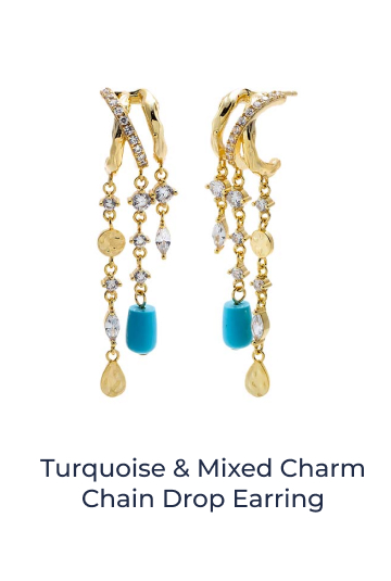 Turquoise & Mixed Charm Chain Drop Earring