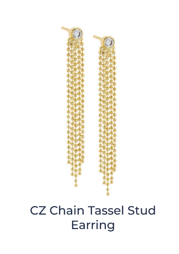 CZ Chain Tassel Stud Earring