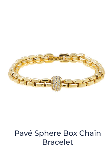 Pave Sphere Box Chain Bracelet