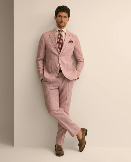 Image of Slim Fit Linen Suit Pants