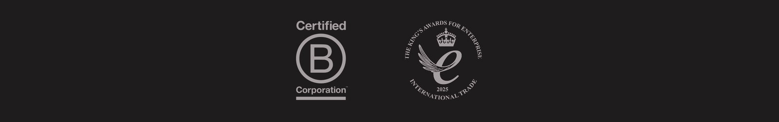 Bcorp and King's Award logo