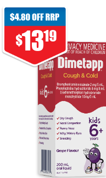 Dimetapp Cough and Cold 200mL 25% off RRP at Chemist Warehouse sale ends 22 July 2026