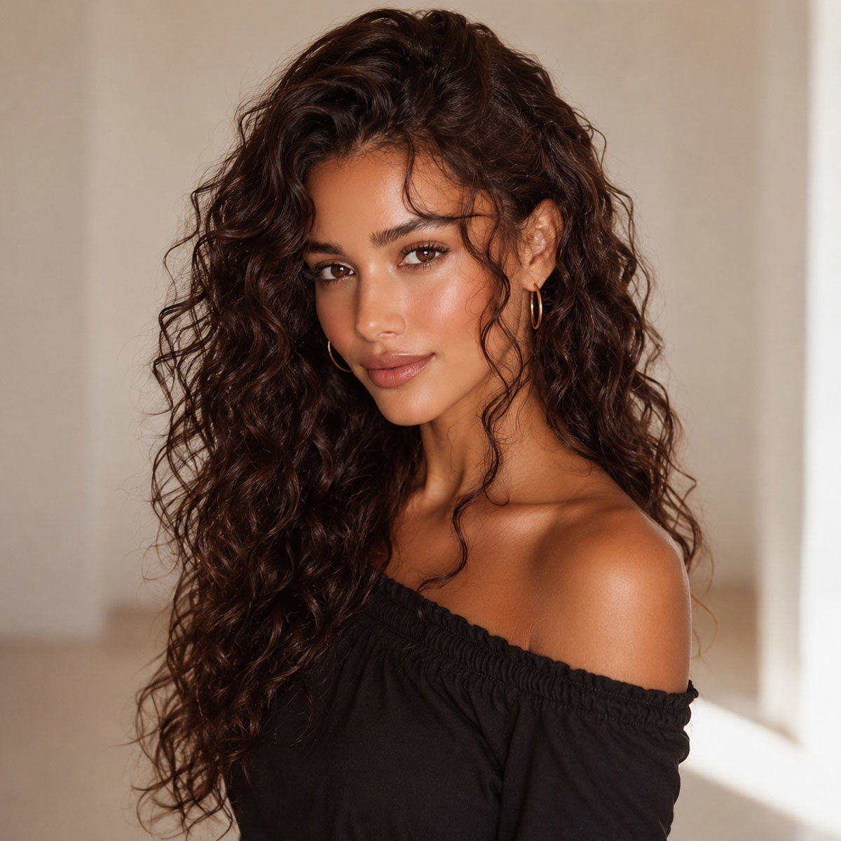 Chocolate Brown Long Loose Curly Human Hair Wig Glueless Wear And Go Fluffy Messy Curly Wave Wig Pre Plucked For Black Women