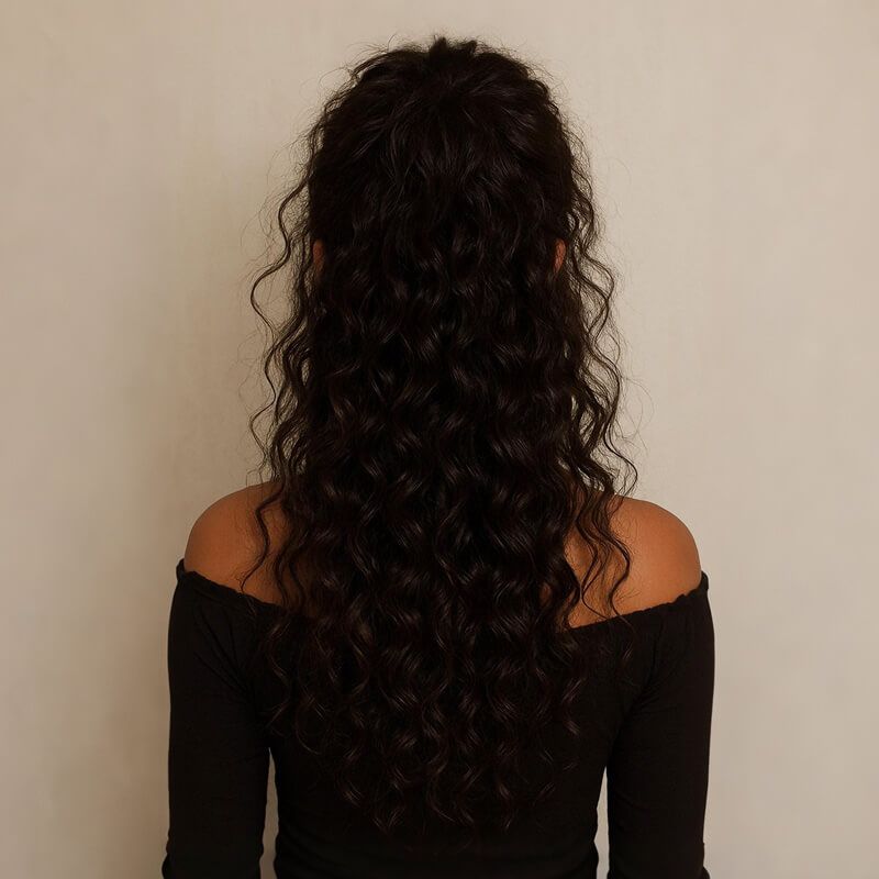 Chocolate Brown Long Loose Curly Human Hair Wig Glueless Wear And Go Fluffy Messy Curly Wave Wig Pre Plucked For Black Women