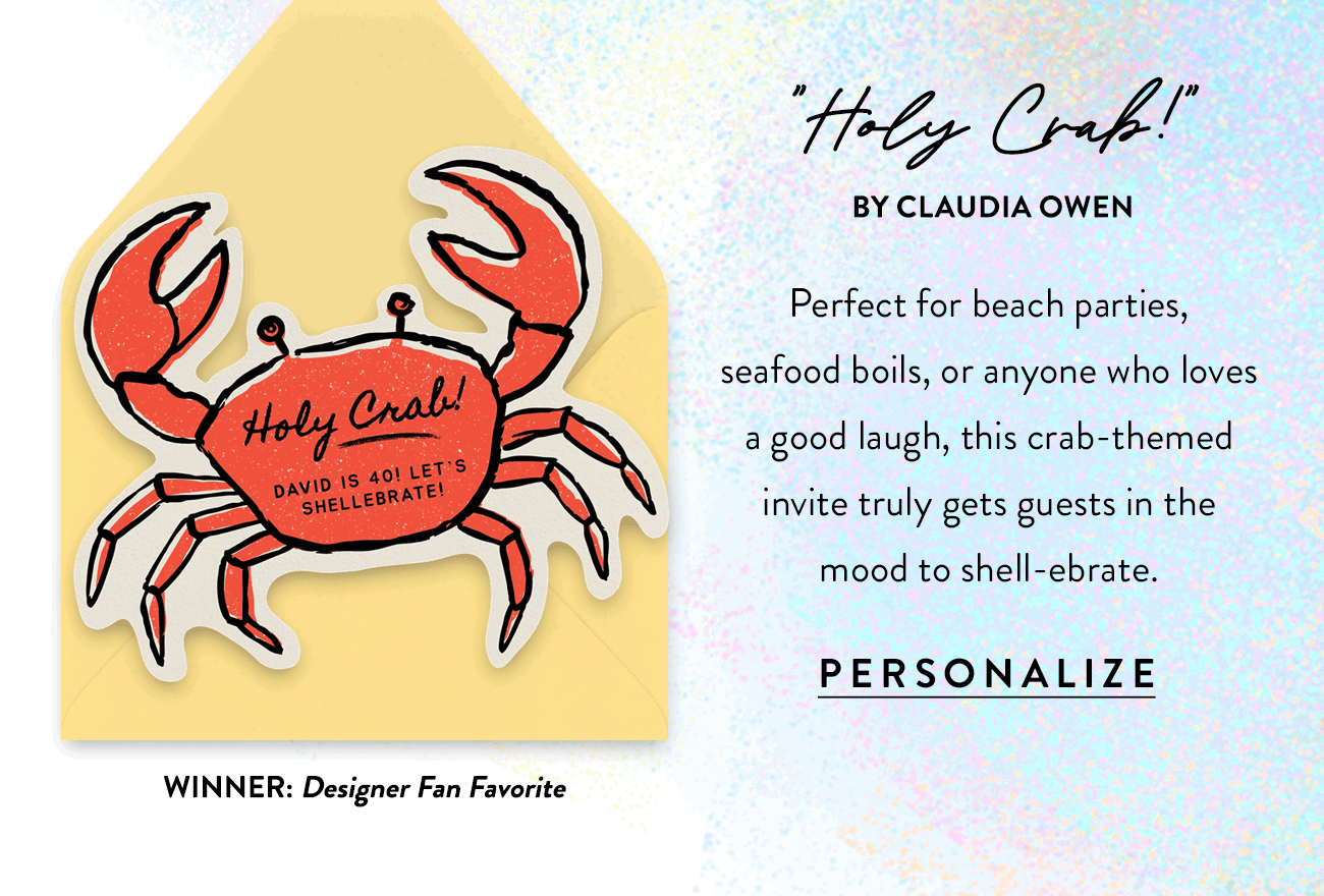 Winner: Designer Fan Favorite -- Holy Crab by Claudia Owen. Get a closer look here.