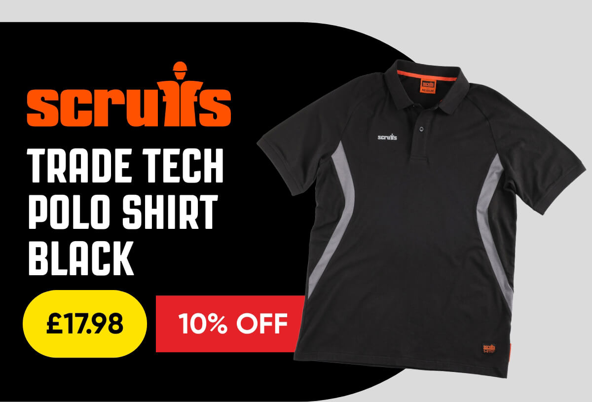 Scruffs Trade Tech Polo Shirt Medium Black