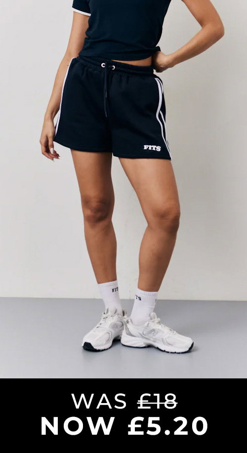 Navy 90's Fits Slogan Side Stripe Co-Ord Shorts