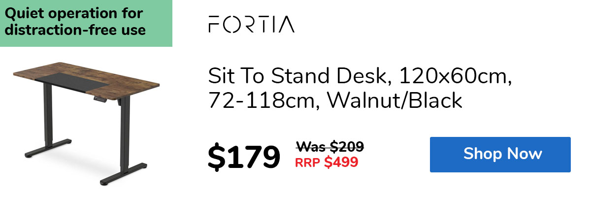 Sit To Stand Desk, 120x60cm, 72-118cm, Walnut/Black